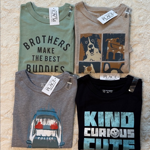 The Children's Place Other - The Children's Place Kids Tees - Green, Tan, Gray, Black. Pack of 4 Tees